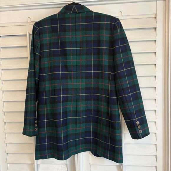Amanda Smith Wool Green Plaid Blazer Size 8 - Picture 2 of 9